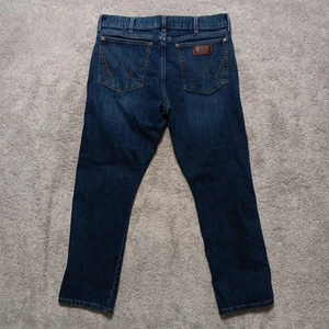 Wrangler Retro Jeans Mens 34x28.5 Blue Slim Straight Denim Cowboy Rodeo Western - Picture 1 of 11