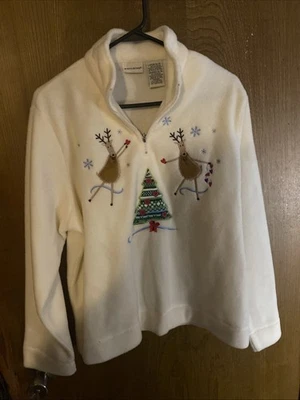 Pulôver feminino de Natal veado branco grande (14/12) em ótimo estado - Imagem 1 de 3