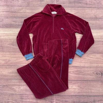 Conjunto de chándal vintage de terciopelo Izod Lacoste años 80 cremallera completa chaqueta + pantalones para mujer M’s Foto 1 de 4