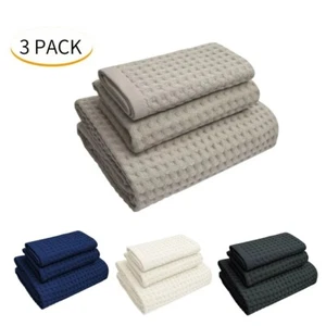 100% Cotton Bath Towel Set 3Pack Super Absorbent 28x55inch Hand Towel Washcloth - Picture 1 of 36