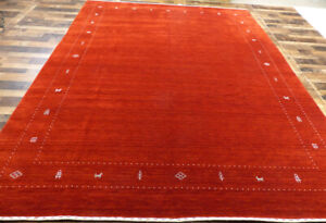 9'x12' New Fine Hand knotted wool Modern Solid Super Gabbeh Oriental area rug