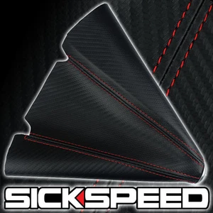 CARBON FIBER LOOK RED STITCH BLACK SHIFT BOOT FOR GEAR COVER SHIFTER B - Picture 1 of 1