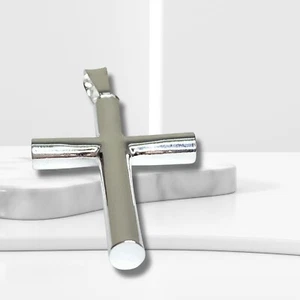 Colgante Cruz Plata de Ley 925 | Chapado en Oro Blanco | Unisex Alto Pulido - Imagen 1 de 7