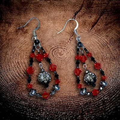 Pendientes de aro colgantes de cristal de Swarovski con cuentas Foto 1 de 4