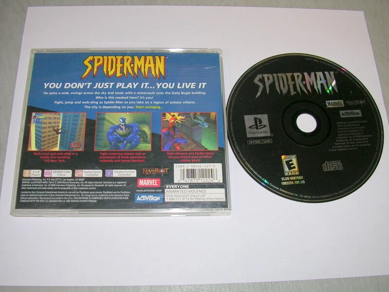 Spider-Man Spiderman (Playstation 1 PS1 PSX) Solo disco de juego y estuche, sin manual Foto 1 de 1