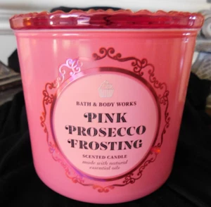 Bath & Body Works PINK PROSECCO FROSTING 3 Wick Scented Candle 14.5 oz Glass Lid - Picture 1 of 3
