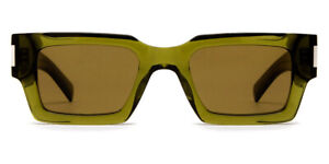 Saint Laurent SL 572 Sunglasses Green Brown Square 50mm New & Authentic