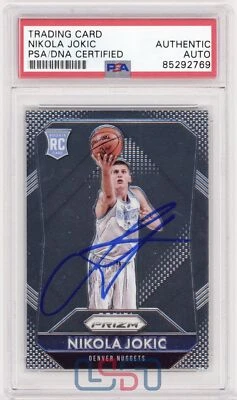 Nikola Jokic Nuggets Signed 2015-16 Panini Prizm #335 Rookie Card PSA/DNA - Image 1 of 2
