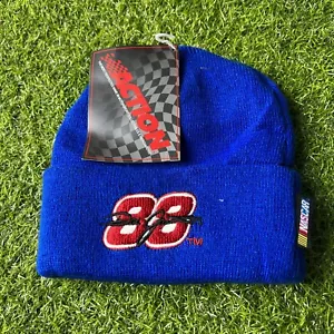 Vintage NASCAR Dale Jarrett Ford Racing 88 Embroidered Beanie Knit Hat Blue - Picture 1 of 3