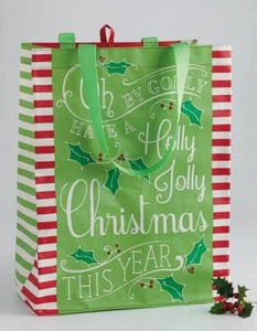 NWT DII REUSABLE GROCERY Shopping HOLLY JOLLY CHRISTMAS Gift Tote BAG - Picture 1 of 1