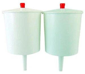 White Plastic Push Button Lever Hand Communion Cup Filler Church 5 Inch Set of 2 - Picture 1 of 5