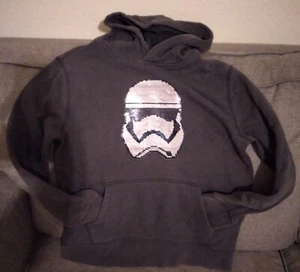 Gap Boys Star Wars Stormtrooper Hoodie Gray X Large Sequin Pullover Gift Disney - Picture 1 of 3