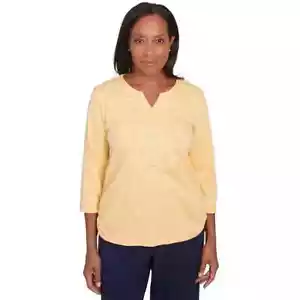 ALFRED DUNNER SIZE XL TOP BLOCK ISLAND 2025 TONAL EMBROIDERED RUCHED TOP NWT - Picture 1 of 1