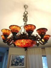 chandelier pewter and alabaster 36 inch tall.  