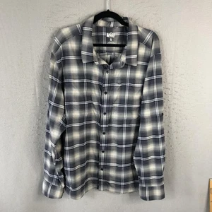 REI Co-op Shirt Mens XL Gray Plaid Button Down Long Sleeve Nylon Spandex Hiking - Picture 1 of 12