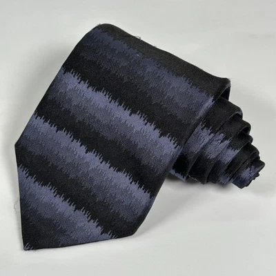 Dolce & Gabbana Tie Mens Black Gray Ikat Stripe 100% Silk Made in Italy Pin-Up - Image 1 of 4