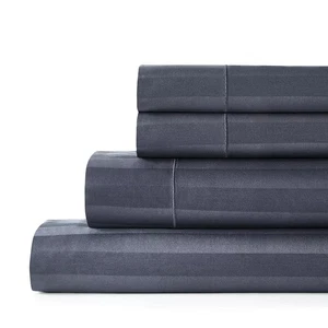 Hotelier Egyptian Cotton Blend Stripe Sheet Set - full - navy - 500 thread-count - Picture 1 of 4