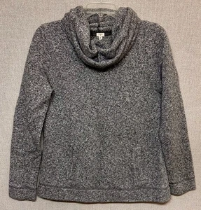 J.Crew Women’s Gray Cowl Neck Pullover Sweatshirt M Soft Knit Kangaroo Pockets - Picture 1 of 7