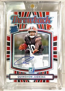 2025 Panini Donruss Rated Rookie Throwback Autograph Quinshon Judkins #26, /49 - Picture 1 of 2