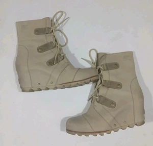 Sorel Joan of Arctic II Wedge Boots Size 10 Gray Lace Up Leather - Picture 1 of 15