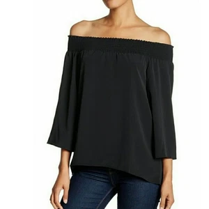 Walter Baker Sammy Top Off Shoulder Bluse gesmokt 3/4 Arm Boho Large NW - Bild 1 von 14