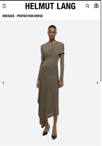 Helmut Lang Protection Draped Midi-Dress Olive Green Size M $395 - Picture 1 of 13