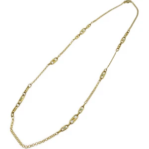 AUTHENTIC CELINE Macadam Necklace Gold/turquoise blue Metal 0041 - Picture 1 of 7