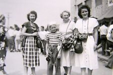 1940's Wisconsin State Fair Family poses Picture, Boy Sailor Photo B&W Snapshot