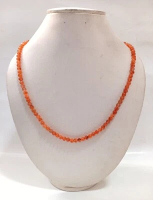 A++ 橙色红宝石光滑圆形宝石珠美丽项链项链 18 英寸 — 第 1/4 张图片