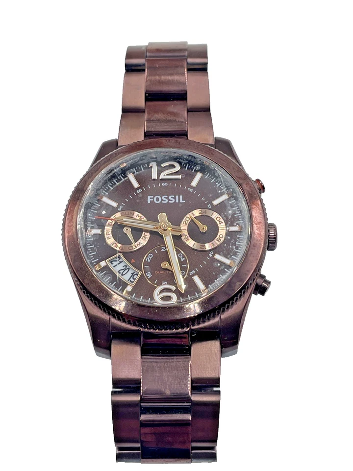 Fossil Womens Watch Dual Time 24H Day Date 39mm Case ES4110 Quartz Analog - image 1 of 4