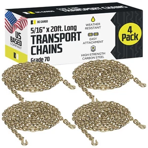 DC Cargo Mall 4-Pack Grade 70 G70 Transport Chain for Cargo Tie-Down, 5/16" X... - Picture 1 of 6