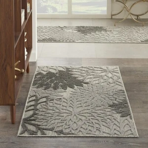 Nourison Aloha Indoor/Outdoor Silver Grey 3' x 5' Area Rug, (3x5) - Picture 1 of 8