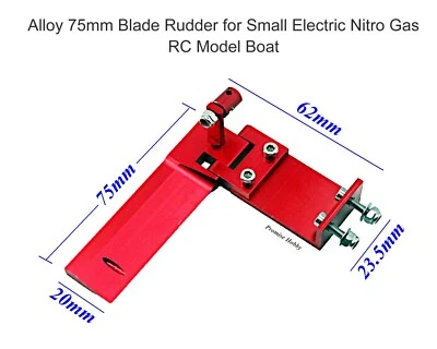 Alloy Rudder 75mm Blade for Small Electric Nitro Gas RC Model Boat - Image 1 of 4