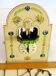 Reloj de letreros de la Selva Negra máquina de figuras mecanismo de música órgano reloj de pared antiguo - Imagen 1 de 15