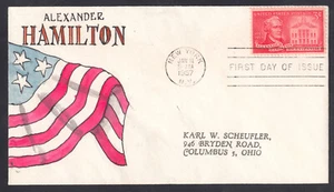 US Stamp #1088 Hamilton on Herman Maul Handpainted First Day Cover VF - Picture 1 of 1