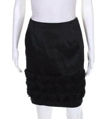 🌹 Falda Sara Campbell Satén Lápiz Rosa Roseta Volantes, 14 Foto 1 de 4