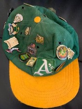 Vintage 1970's Oakland A's Cap with 22 Pins Free Shipping