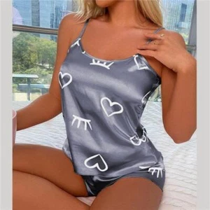 Two Piece Summer Sexy Camisole Printed Pajama Set for Women Fashionable Casual - Picture 1 of 25
