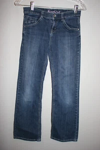 Girls Gymboree Boot Cut Blue Jeans Bow Back Pockets Stretch Size 12 - Picture 1 of 4
