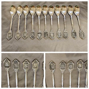 KG ZWAAR VERZILVERD Set Of 11 Netherlands Provinces Coat Of Arms Souvenir Spoons - Picture 1 of 14