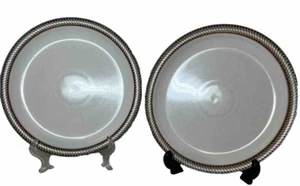 Denby Luxor 2 Speiseteller türkis & brauner Rand Steinzeug England keine Chips Risse - Bild 1 von 4