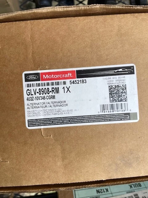 Motorcraft Alternator GLV-8908-RM 福特 F-650 F-750 2000-2003 原装 — 第 1/1 张图片