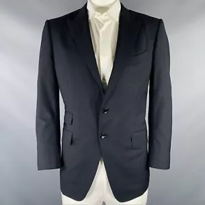 TOM FORD Größe 44 Schwarz Marineblau Kariert Wollmischung Sport Mantel - Bild 1 von 7