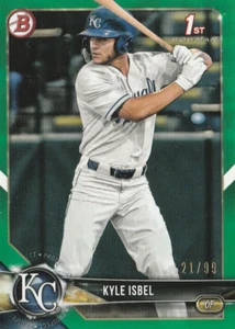 2018 1st Bowman Draft GREEN Parallel #21/99 RC #BD-14 Kyle Isbel Rookie - Picture 1 of 2