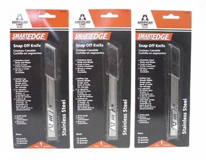 (3) American Line Pro SmartEdge Snap Off Knife, 9mm, 13 Points, Stainless Steel - Picture 1 of 2