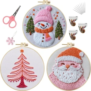 Kit de Bordado Rosa Navidad 3 Juegos Papá Noel Bordado a Mano Kit de Inicio - Imagen 1 de 10