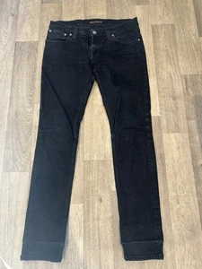 Nudie Jeans Unisex W29 L30 Black Skinny Denim Faded Tight Long John Italy - Picture 1 of 14
