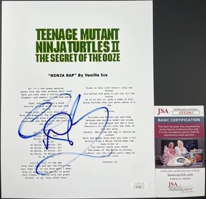 Vanilla Ice signiert Teenage Mutant Ninja Turtles Ninja Rap Textblatt JSA COA - Bild 1 von 1