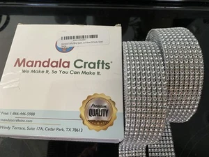Rhinestone Ribbon Silver 1.5 x 40 yards Mandala Craft Bling Mesh Crystal Sparkle - Picture 1 of 5