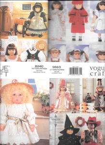Lot of (4) UNCUT Doll Clothes Patterns 3 Vogue + Butterick  Doll 18" Linda Carr - Picture 1 of 10